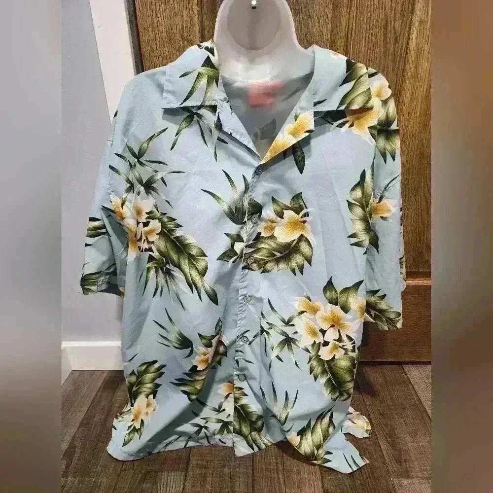 DOLPHINO OUTFITTINGS HAWAII STYLE MEN'S SHIRT SIZE XL NATURAL BUTTONS